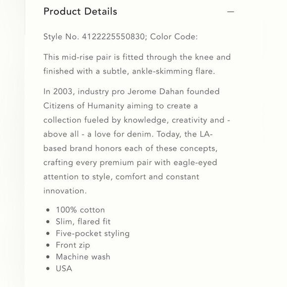 Citizens Of Humanity Jeans Kaya Mid Rise‎ Kick Flare Dark Wave 31 NWT - Picture 7 of 8